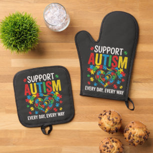 Autism awareness oven mitt & pot holder set