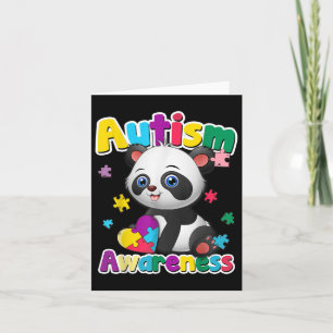 Autism Awareness Panda Puzzle Pieces Colours Gift Card
