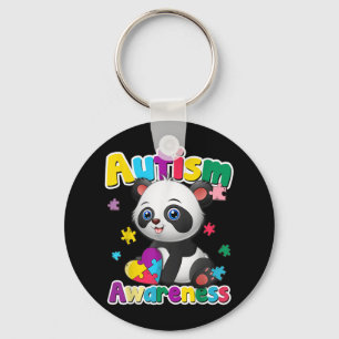 Autism Awareness Panda Puzzle Pieces Colours Gift Keychain