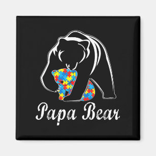 Autism Awareness Papa Bear Support Autistic Adults Magnet