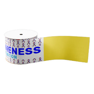 Autism Awareness Pattern Ribbon Grosgrain Ribbon