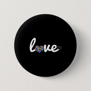Autism Awareness Perfect Love Heart Jigsaw Puzzle 2 Inch Round Button