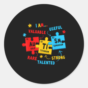 Autism Awareness Periodic Table Elements Funny Men Classic Round Sticker
