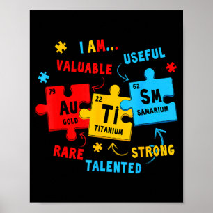 Autism Awareness Periodic Table Elements Funny Men Poster