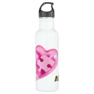 Autism Awareness Pink Heart Customize 710 Ml Water Bottle