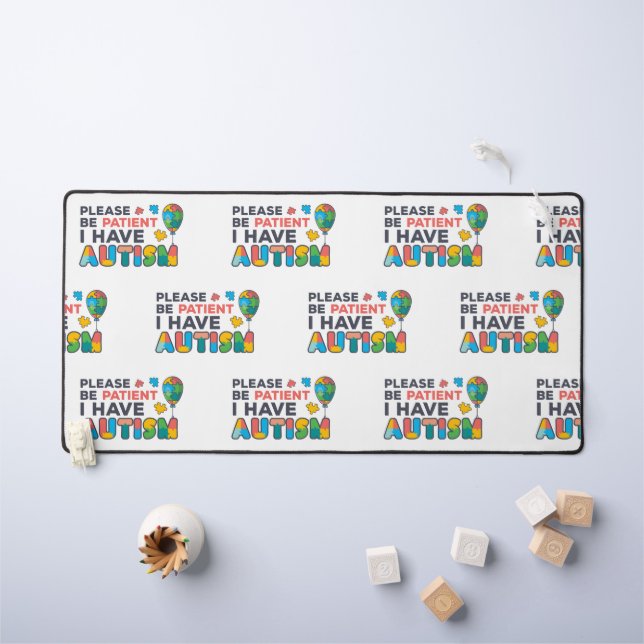 Autism Awareness Please Be Patient Puzzles Desk Mat (Kids Table)