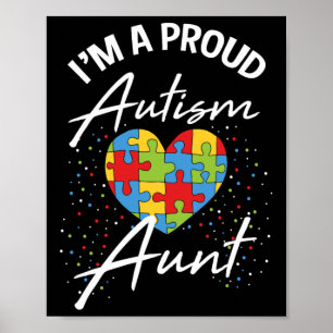 Autism Awareness Proud Aunt Puzzle Heart Cool Fami Poster