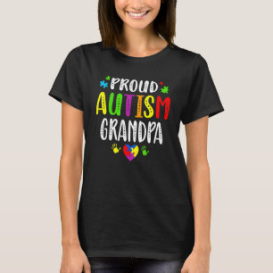 Autism Awareness Proud Autism Grandpa Hand Heart P T-Shirt