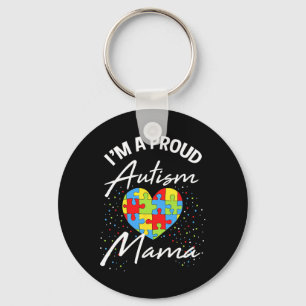 Autism Awareness Proud Mom Puzzle Heart Cool Paren Keychain