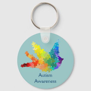 Autism Awareness Puzzle Bird Keychain