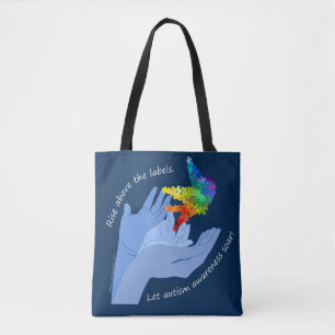 Autism Awareness Puzzle Bird Release Tote Bag