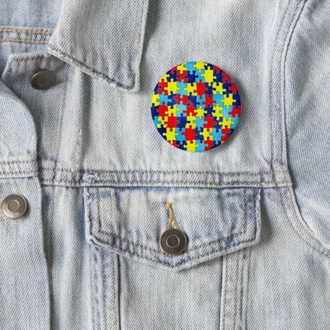 Autism Awareness-Puzzle by Shirley Taylor 2 Inch Round Button (In Situ)