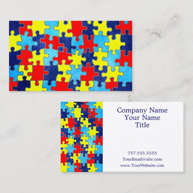 Autism Awareness-Puzzle by Shirley Taylor Business Card (Front/Back)