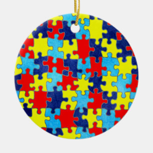 Autism Awareness-Puzzle by Shirley Taylor Ceramic Ornament