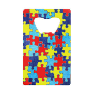 Autism Awareness-Puzzle by Shirley Taylor Credit Card Bottle Opener