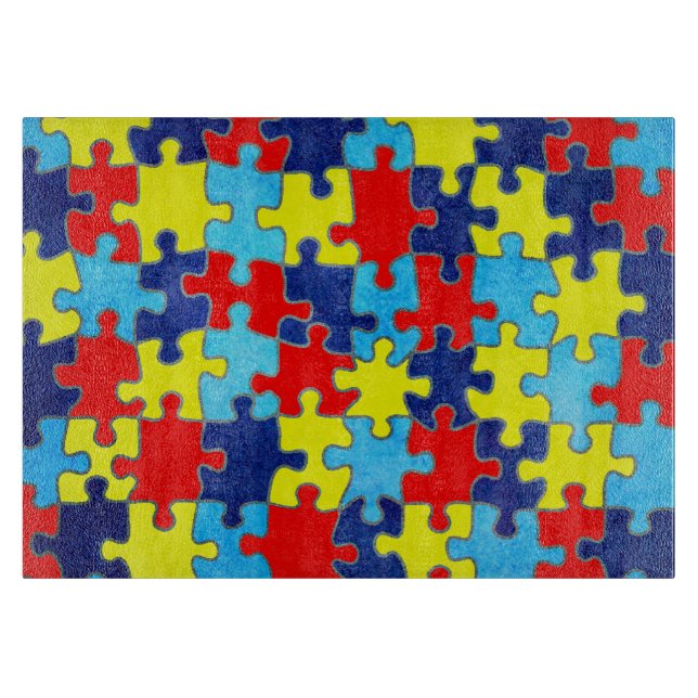 Autism Awareness-Puzzle by Shirley Taylor Cutting Board (Front)
