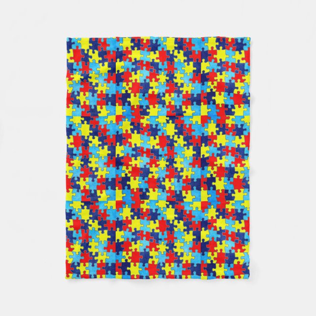 Autism Awareness-Puzzle by Shirley Taylor Fleece Blanket (Front)