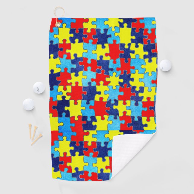 Autism Awareness-Puzzle by Shirley Taylor Golf Towel (InSitu)