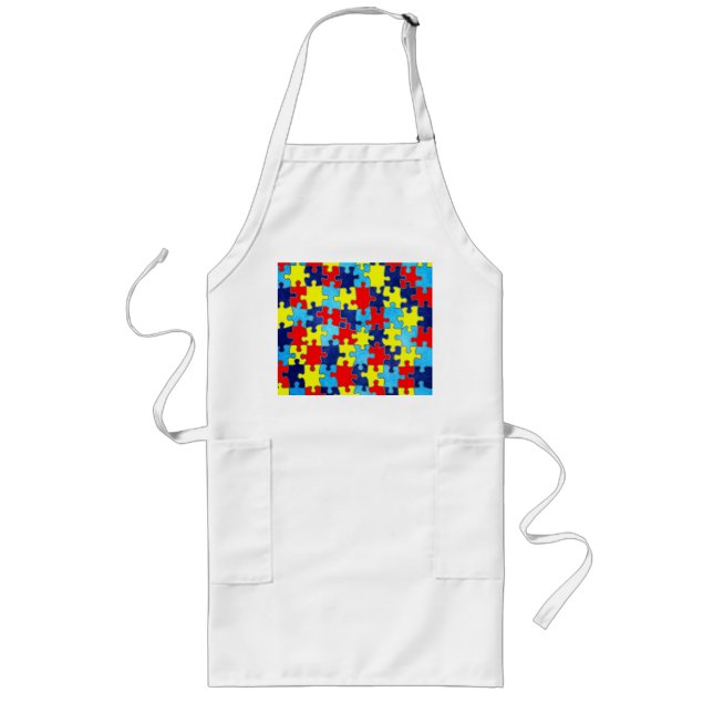 Autism Awareness-Puzzle by Shirley Taylor Long Apron (Front)