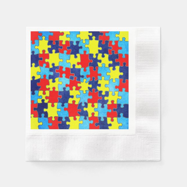 Autism Awareness-Puzzle by Shirley Taylor Napkin (Front)