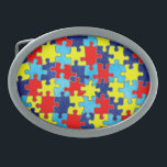 Autism Awareness-Puzzle by Shirley Taylor Oval Belt Buckle<br><div class="desc">Autism awareness oval belt buckle. Click on the customize button to add your text. Image can be rotated or re-sized. Images Copyright © Shirley Taylor. All Rights Reserved.</div>