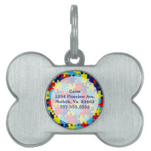 Autism Awareness-Puzzle by Shirley Taylor Pet Name Tag