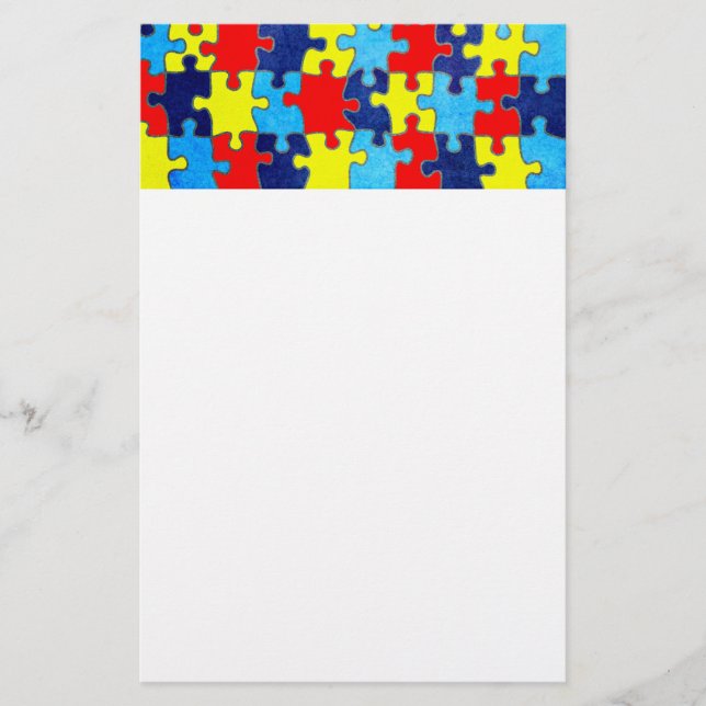 Autism Awareness-Puzzle by Shirley Taylor Stationery (Front)