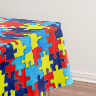 Autism Awareness-Puzzle by Shirley Taylor Tablecloth