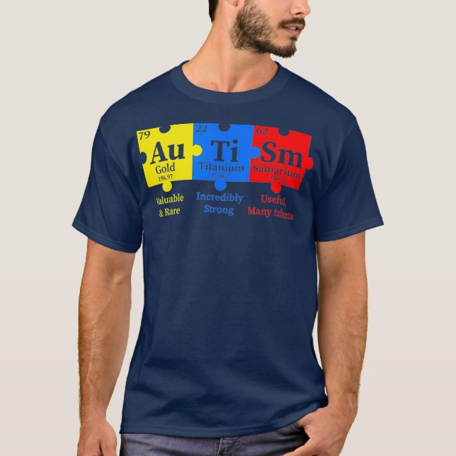 Autism Awareness Puzzle Chemical Element T-Shirt (Front)