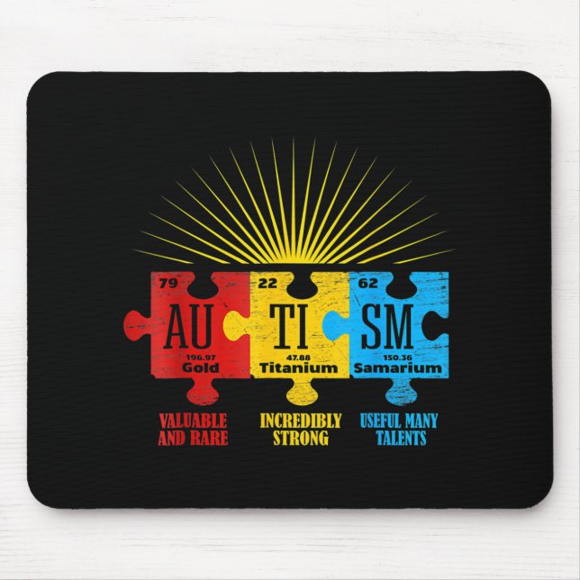 Autism Awareness Puzzle Chemical Element T-Shirt14 Mouse Pad (Front)