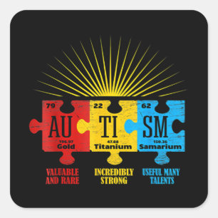 Autism Awareness Puzzle Chemical Element T-Shirt14 Square Sticker