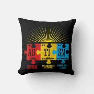 Autism Awareness Puzzle Chemical Element  Throw Pillow