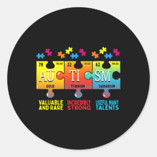 Autism Awareness Puzzle Chemical Elements Classic Round Sticker