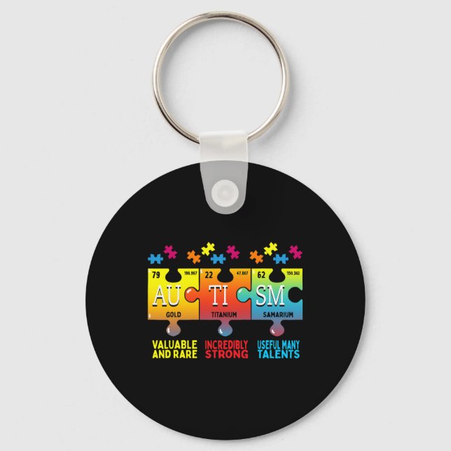 Autism Awareness Puzzle Chemical Elements  Keychain (Front)
