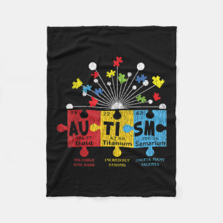 Autism Awareness Puzzle Chemical Elements Periodic Fleece Blanket