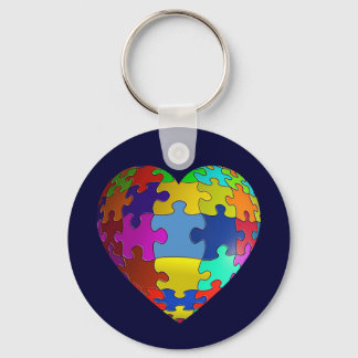 Autism Awareness Puzzle Heart Keychain