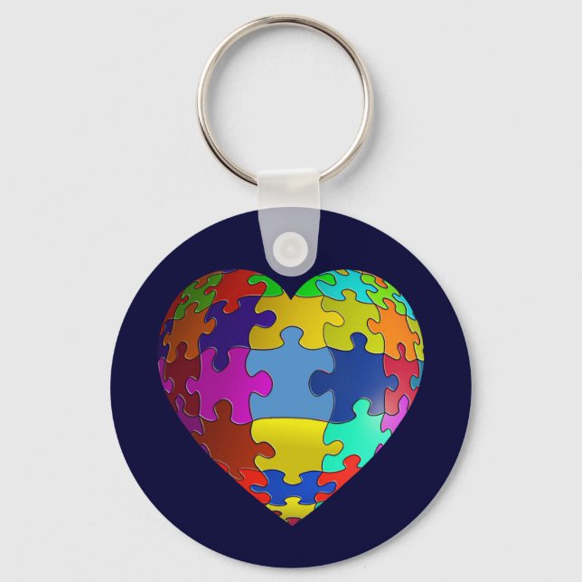 Autism Awareness Puzzle Heart Keychain (Front)