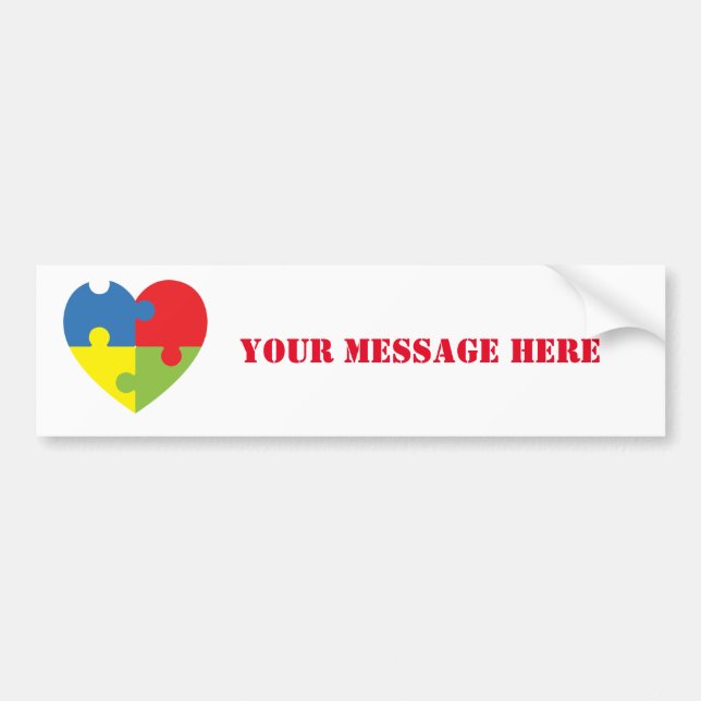 Autism Awareness Puzzle Heart Personalized   Bumpe Bumper Sticker (Front)