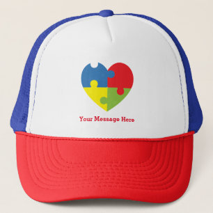 Autism Awareness Puzzle Heart Personalized Trucker Hat