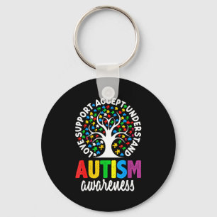 Autism Awareness Puzzle Heart Suprt Men Women Keychain