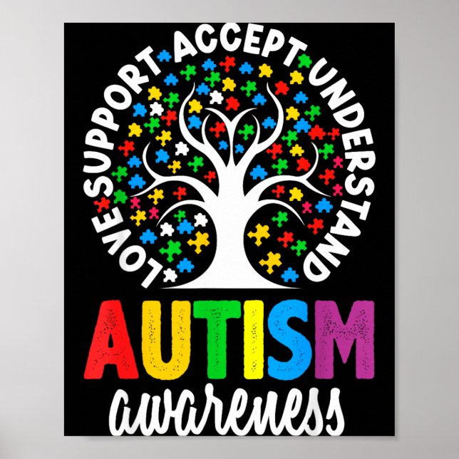 Autism Awareness Puzzle Heart Suprt Men Women  Poster (Front)