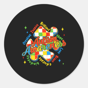 Autism awareness puzzle in april wear blue sped classic round sticker