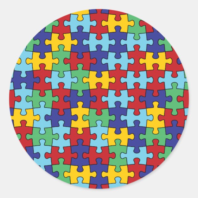 Autism Awareness Puzzle Pattern Classic Round Sticker (Front)