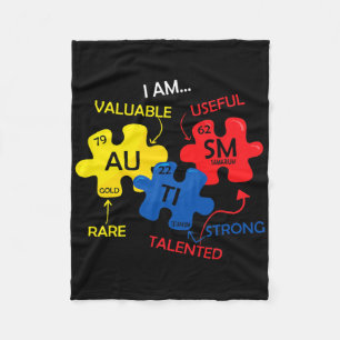 Autism Awareness Puzzle Periodic Table Elements Mo Fleece Blanket