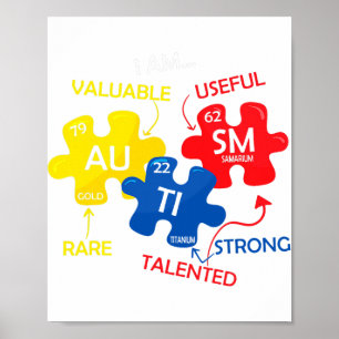 Autism Awareness Puzzle Periodic Table Elements Mo Poster