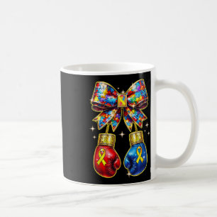 Autism Awareness Puzzle Piece Coquette Bow And Box Coffee Mug