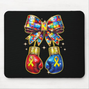 Autism Awareness Puzzle Piece Coquette Bow And Box Mouse Pad