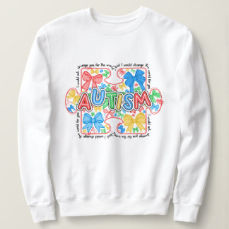 Autism Awareness Puzzle Piece Coquette Bow Sweatshirt
