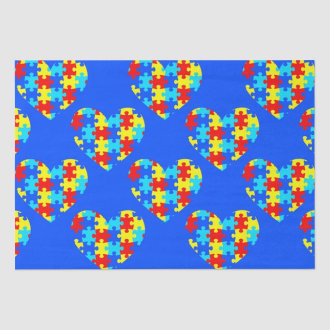 Autism Awareness Puzzle Piece Heart Tissue Paper (Front)