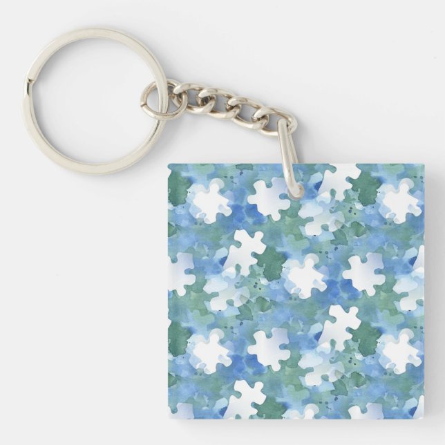Autism Awareness Puzzle Piece  Keychain (Front)